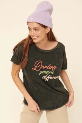 Vintage-Inspired Darling Youre Different Graphic Tee - Retro Style Tee for Unique Fashion