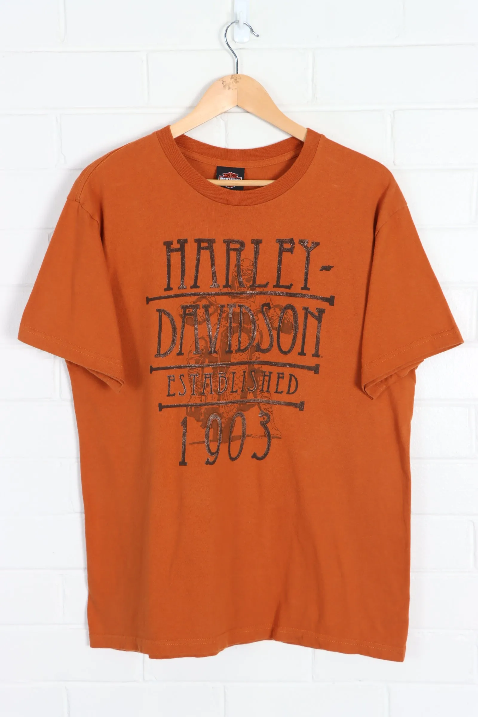 Deluxe HARLEY DAVIDSON Excavator Tractor Front Back T-Shirt USA Made (L)