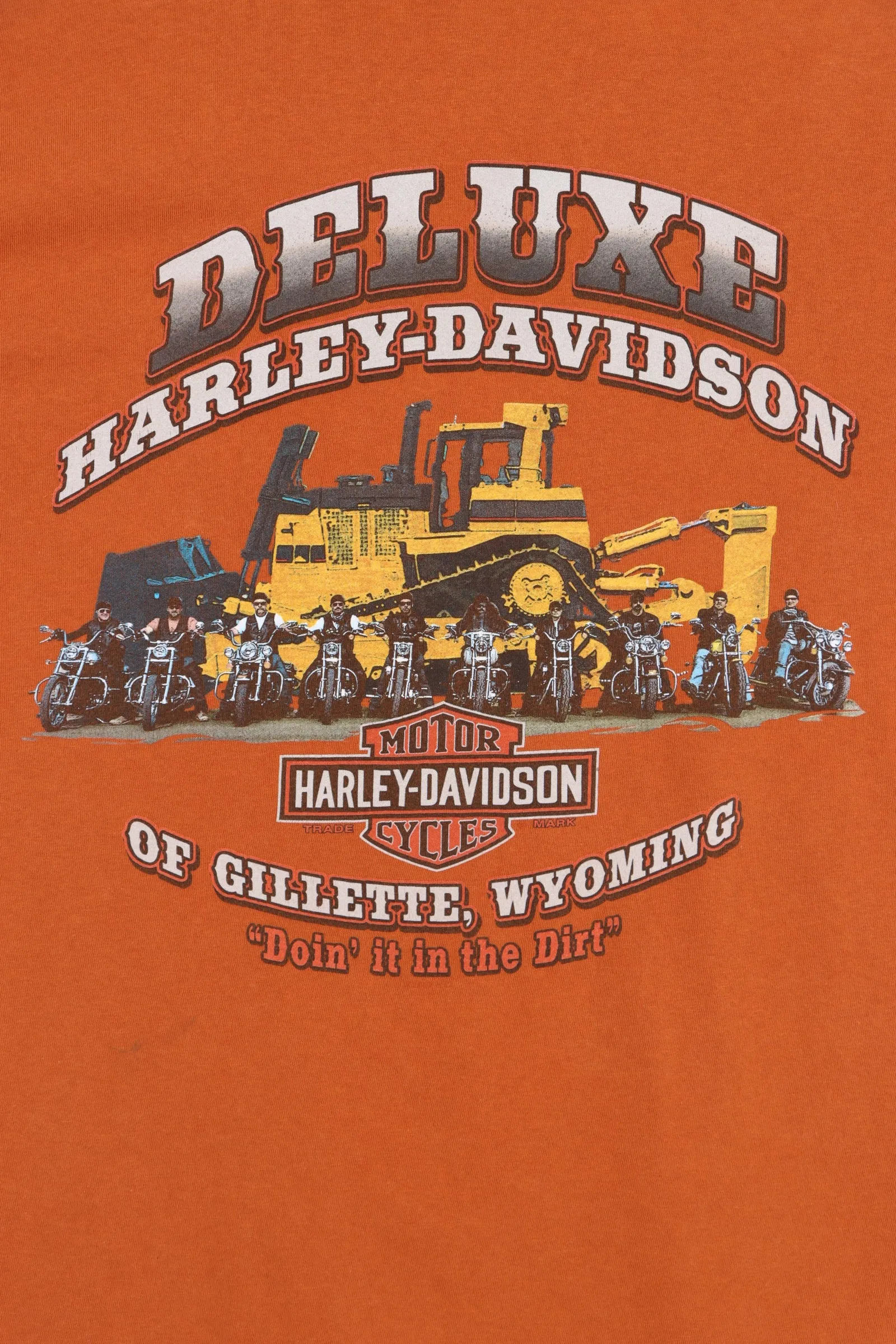 Deluxe HARLEY DAVIDSON Excavator Tractor Front Back T-Shirt USA Made (L)
