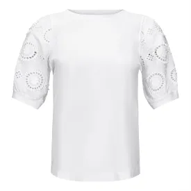 Detailed Short Sleeve T-Shirt - White