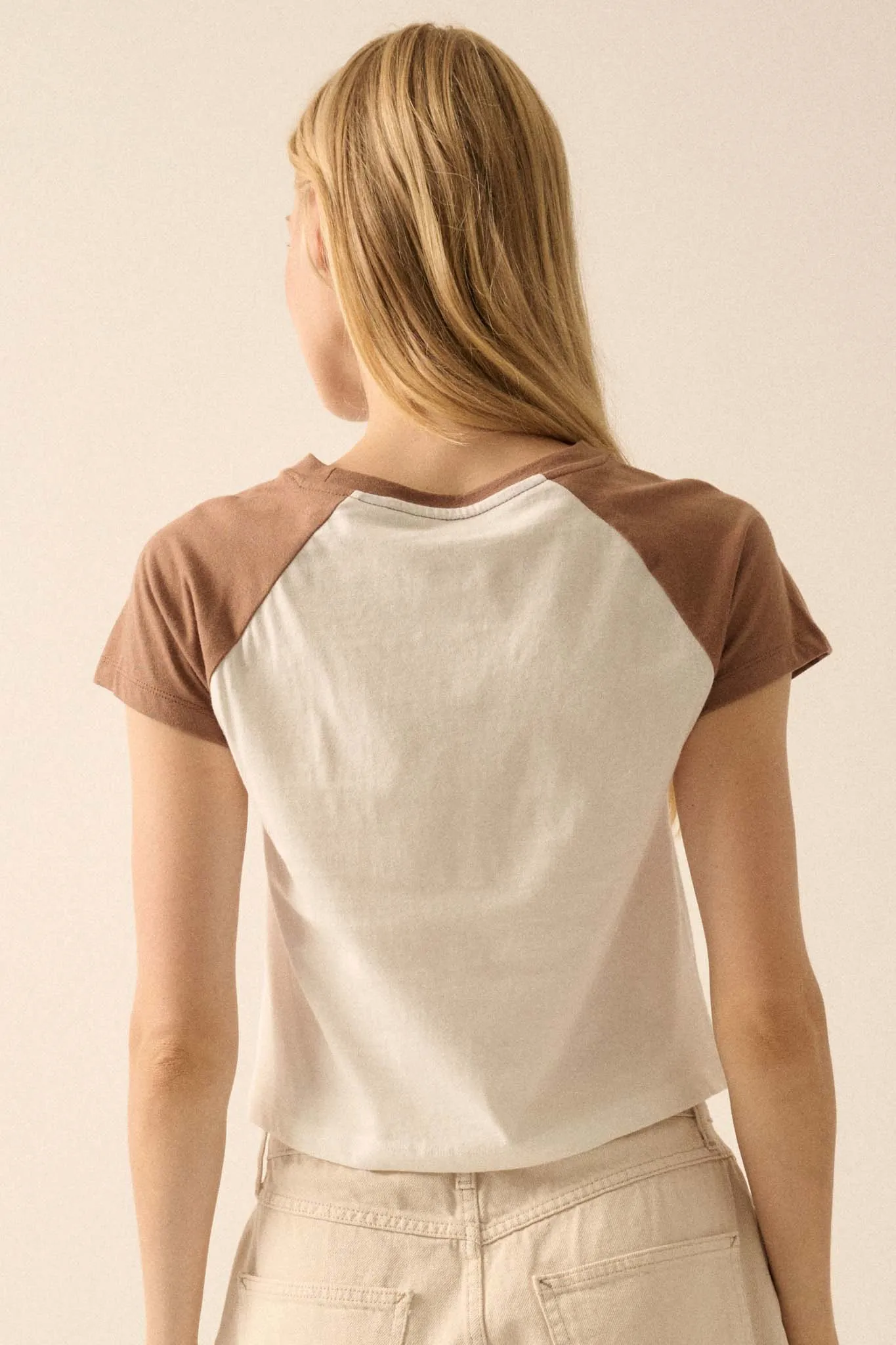 Easy Tiger Cropped Raglan Graphic Baby Tee