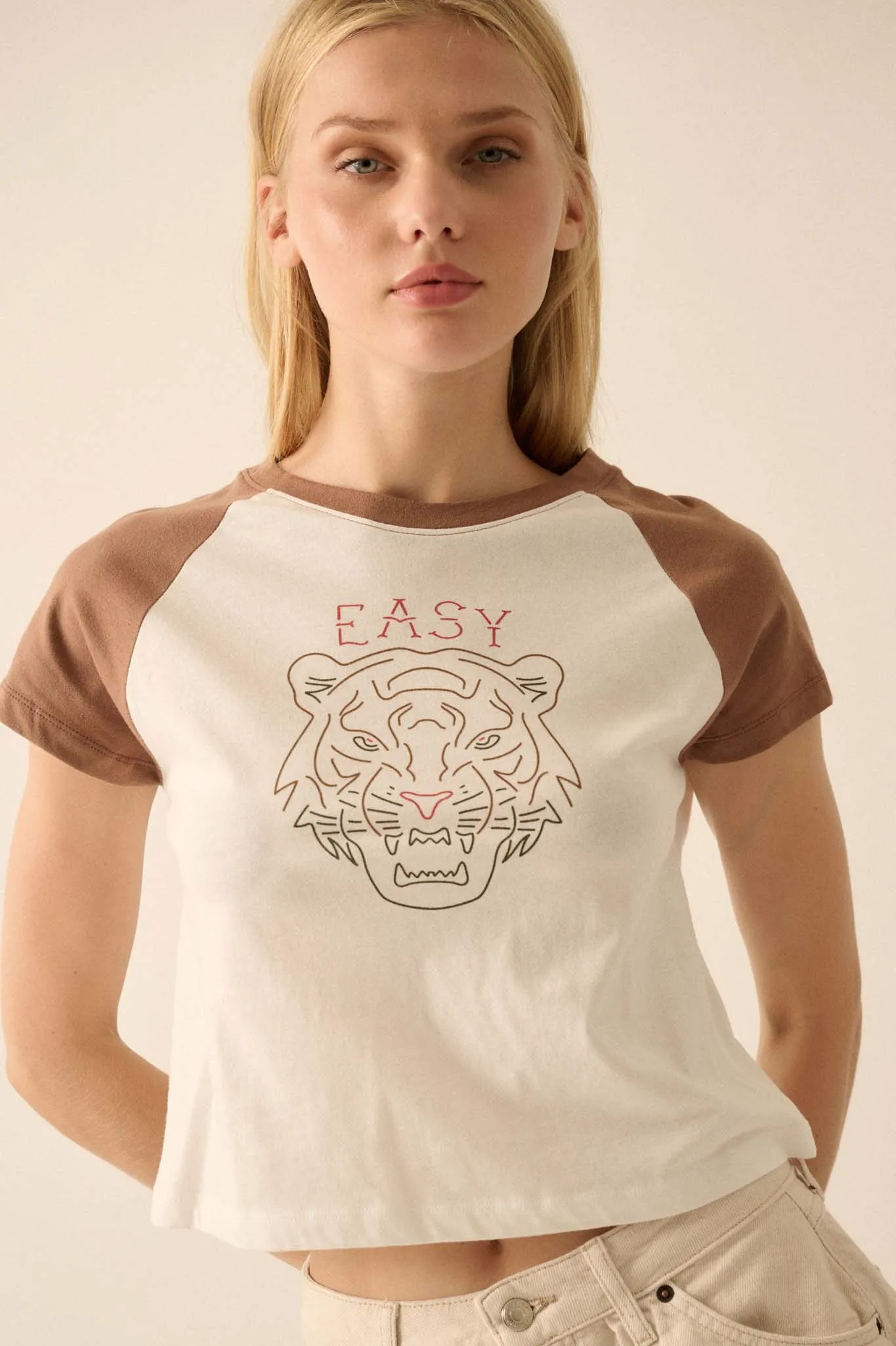 Easy Tiger Cropped Raglan Graphic Baby Tee