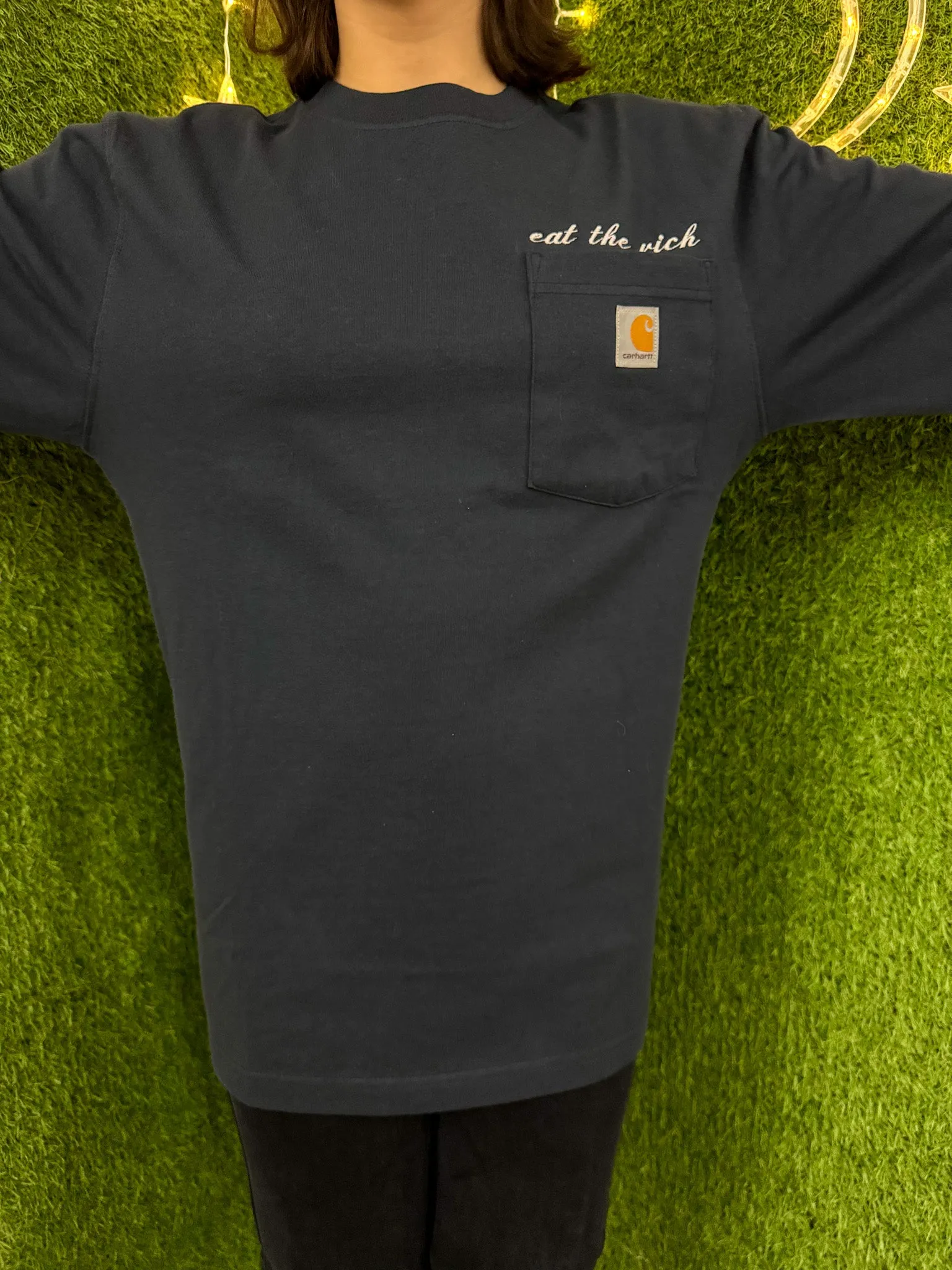 Eat the Rich Navy Pocket Long Sleeve XS