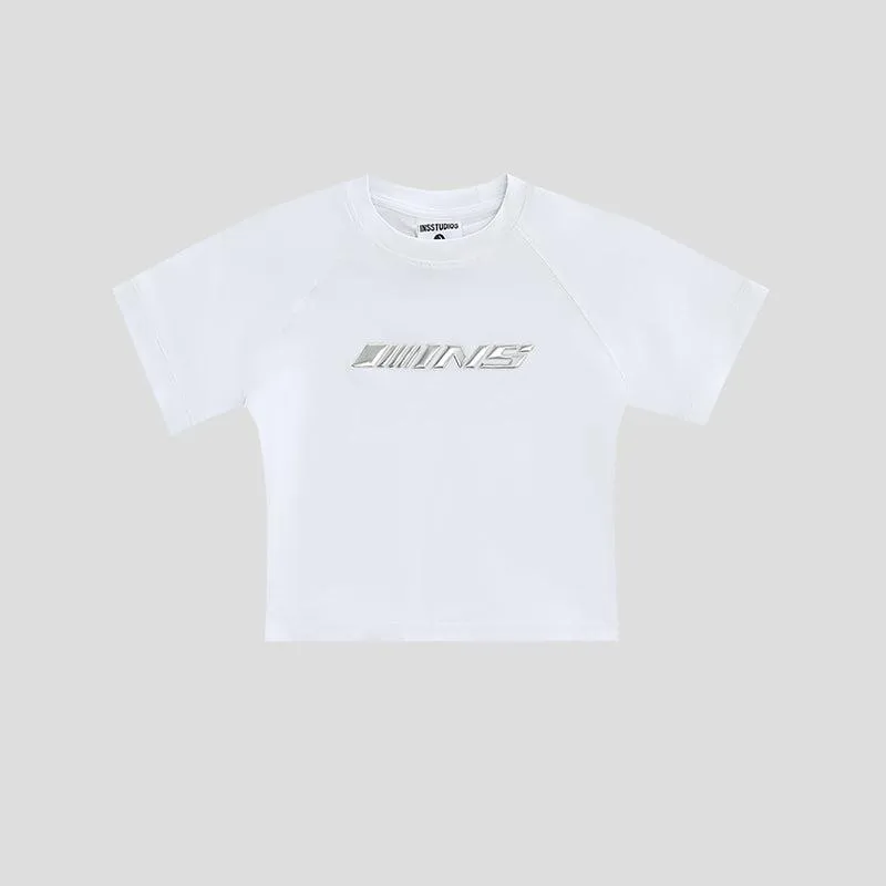 Embossed Silver Logo Regular & Cropped T-Shirt