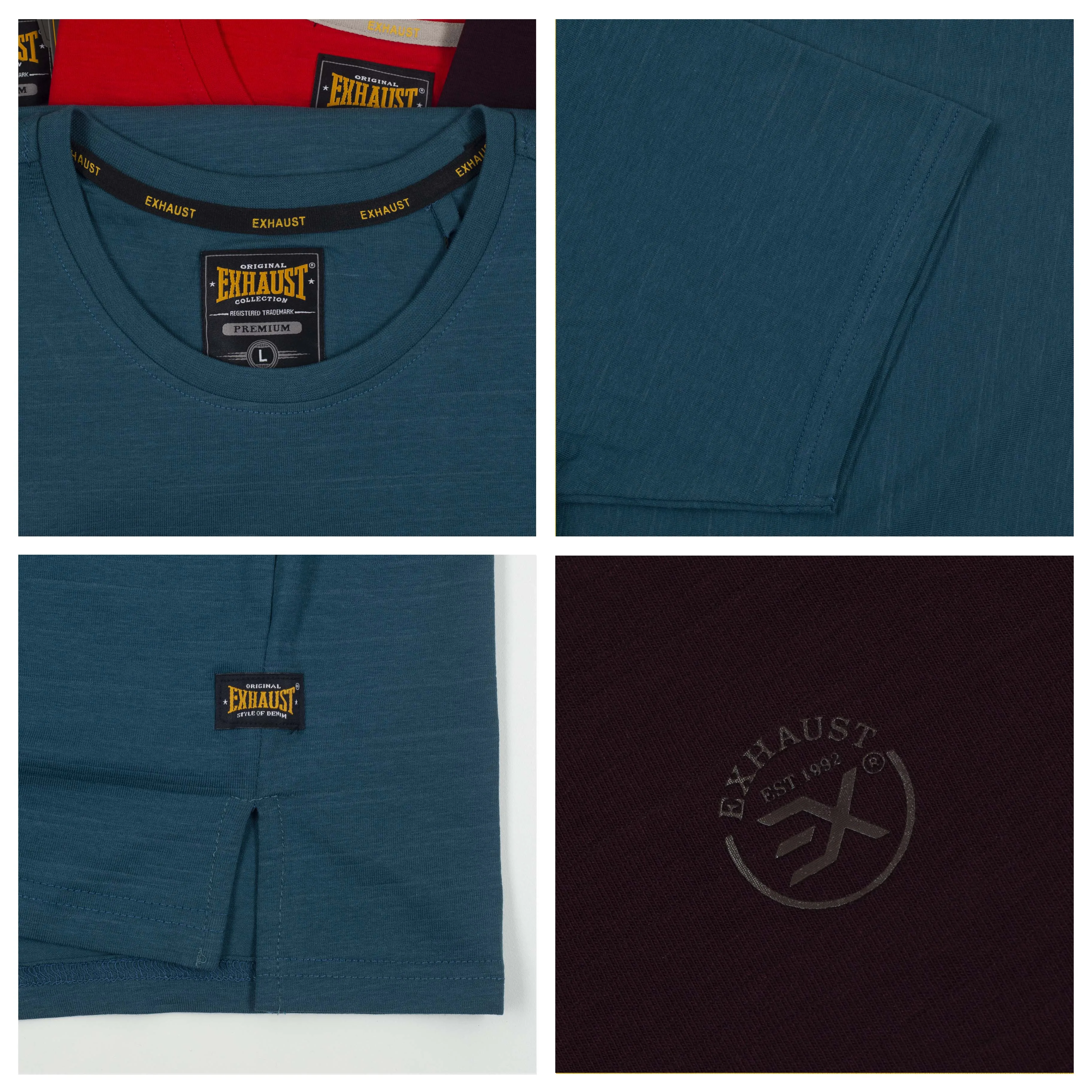 EXHAUST Lines Texture Short Sleeve Round Neck T-Shirt [Regular Fit] 1399