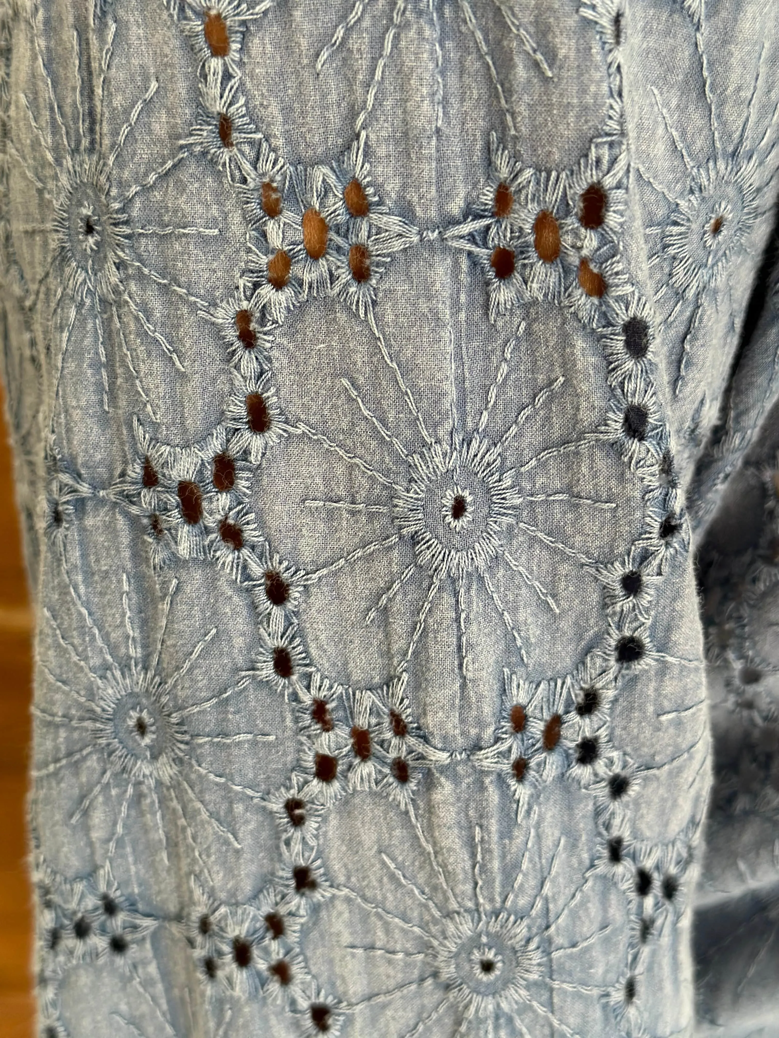 Eyelet Washed Denim Shirt