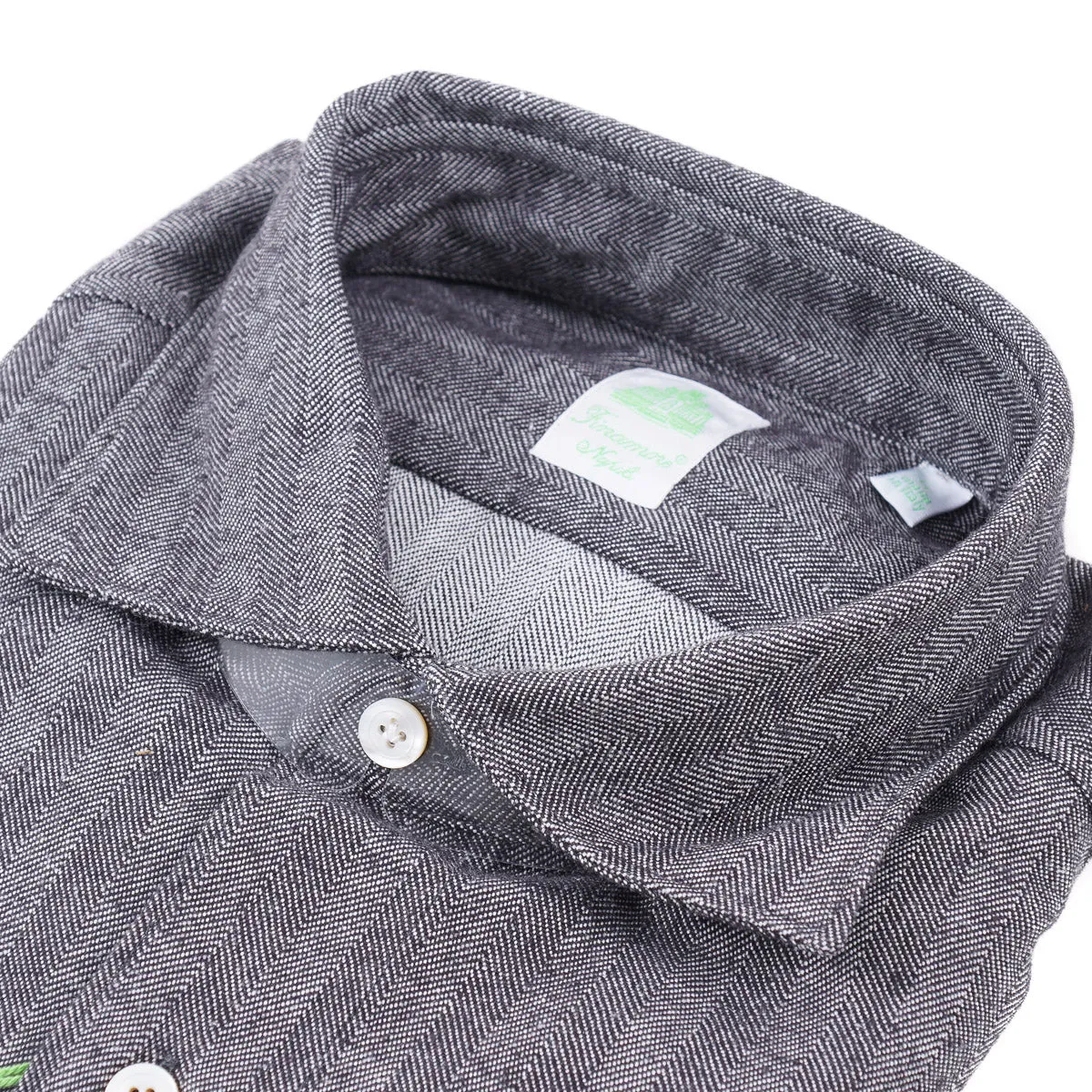 Finamore Herringbone Twill Denim Shirt