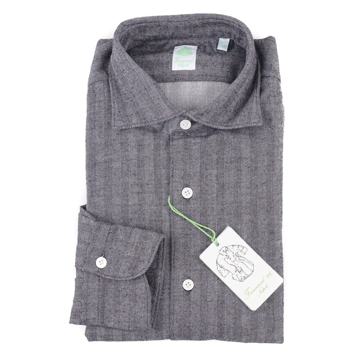 Finamore Herringbone Twill Denim Shirt