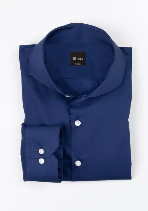 FINE NAVY BLUE TWILL STRETCH SHIRT