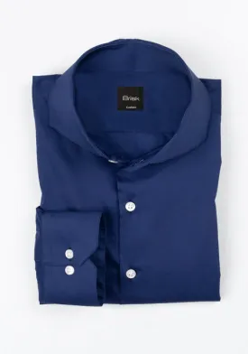 FINE NAVY BLUE TWILL STRETCH SHIRT
