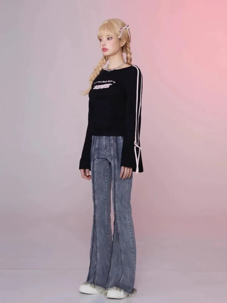 Flared sleeves backless t-shirt【s0000006360】
