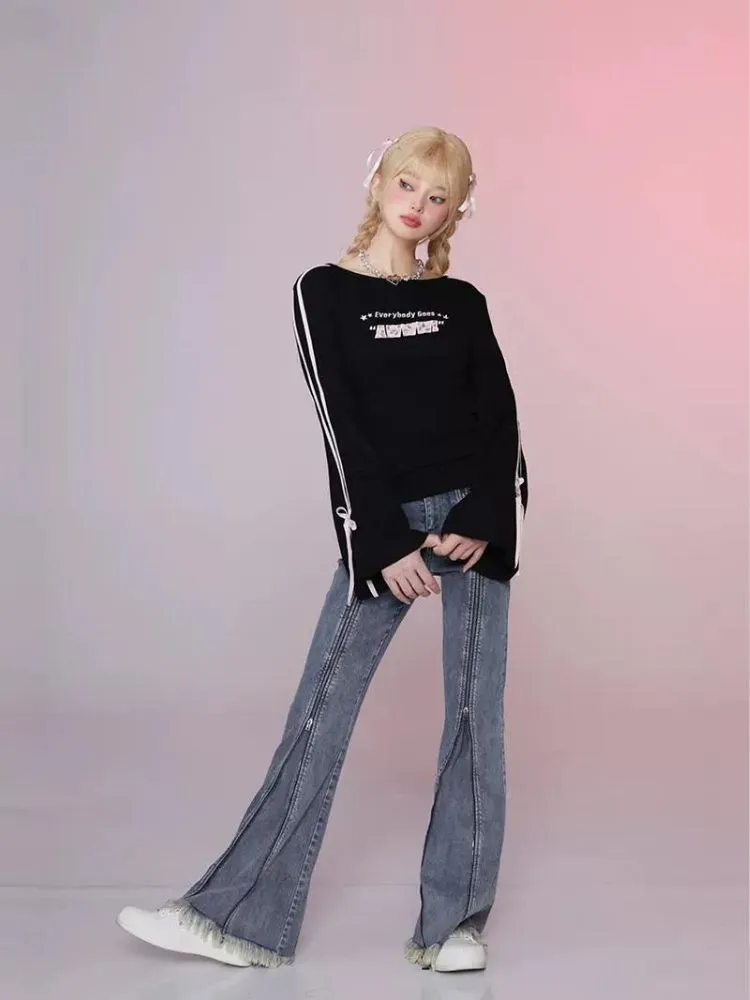Flared sleeves backless t-shirt【s0000006360】
