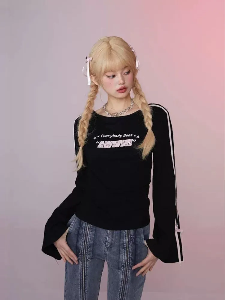 Flared sleeves backless t-shirt【s0000006360】