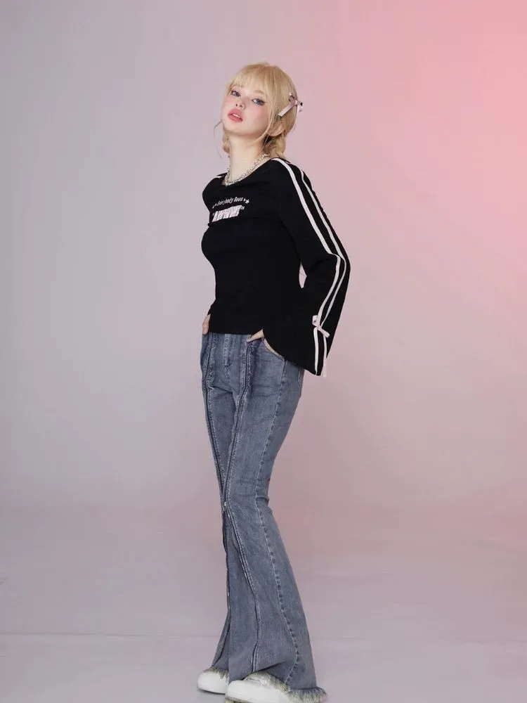 Flared sleeves backless t-shirt【s0000006360】
