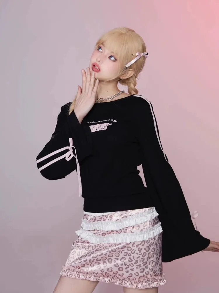 Flared sleeves backless t-shirt【s0000006360】