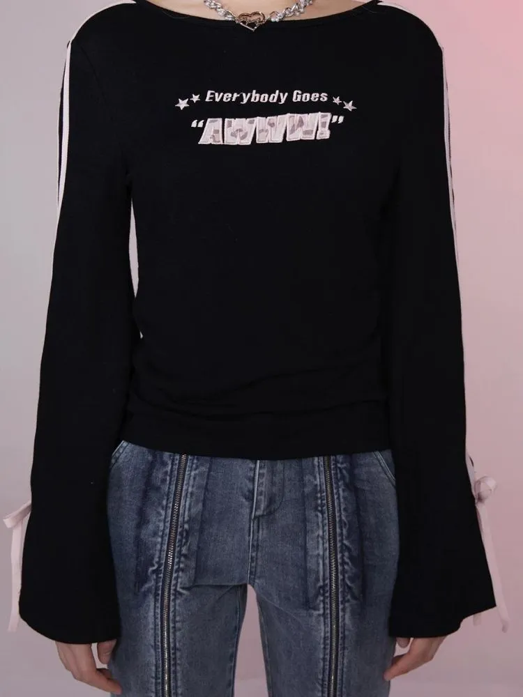 Flared sleeves backless t-shirt【s0000006360】
