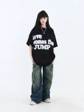 Fluffy Logo Embroidered T-Shirt