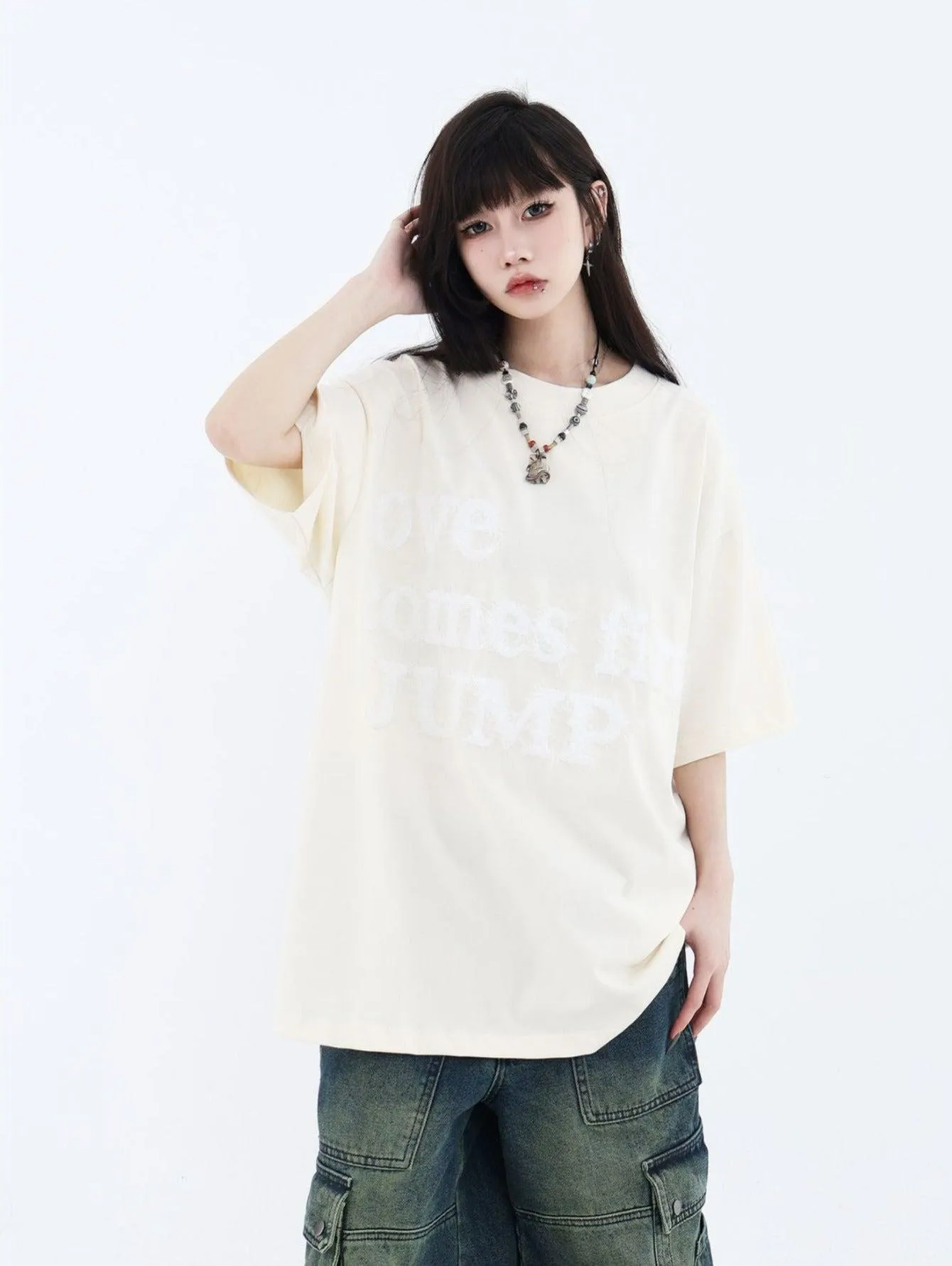 Fluffy Logo Embroidered T-Shirt