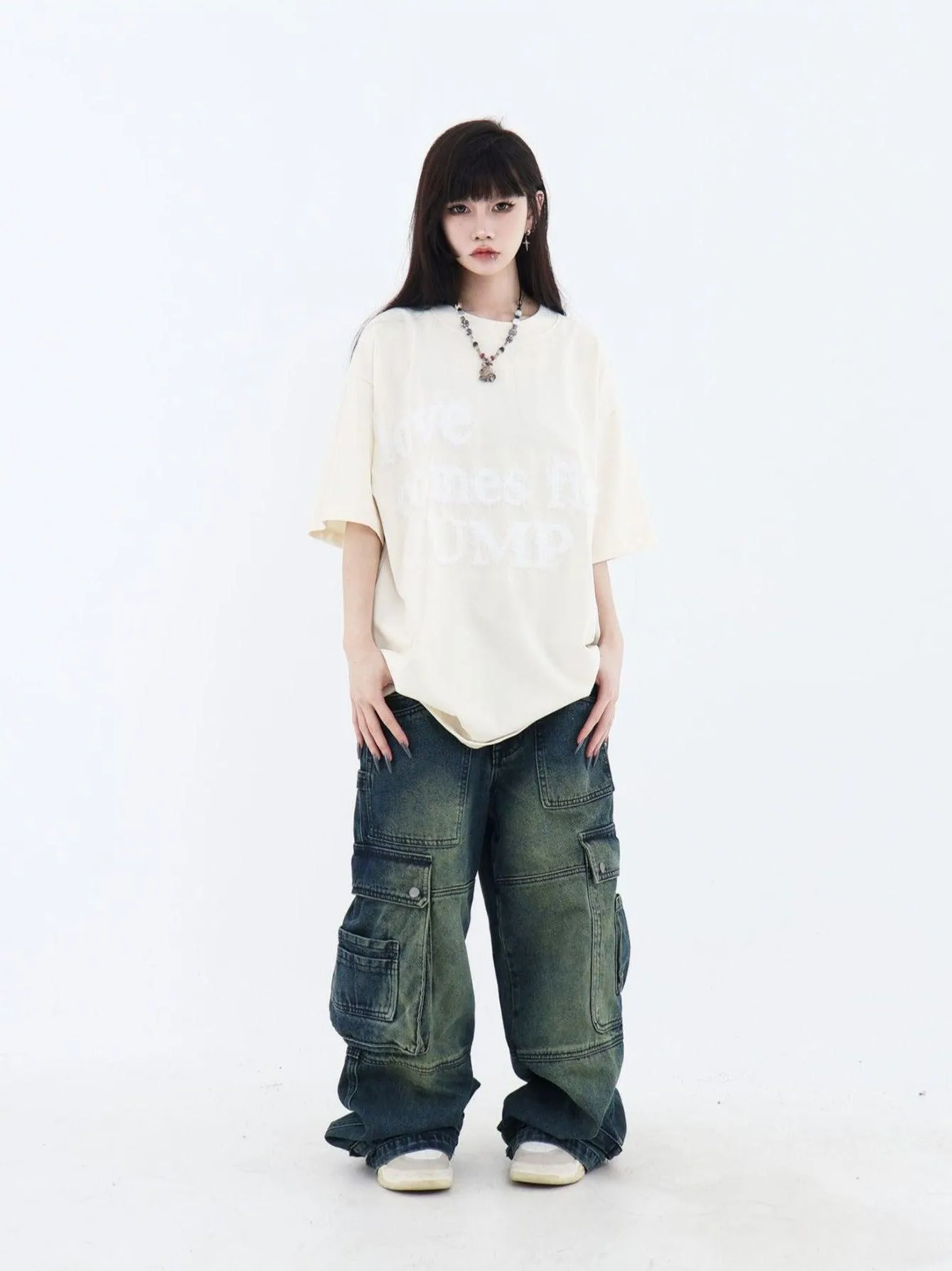Fluffy Logo Embroidered T-Shirt