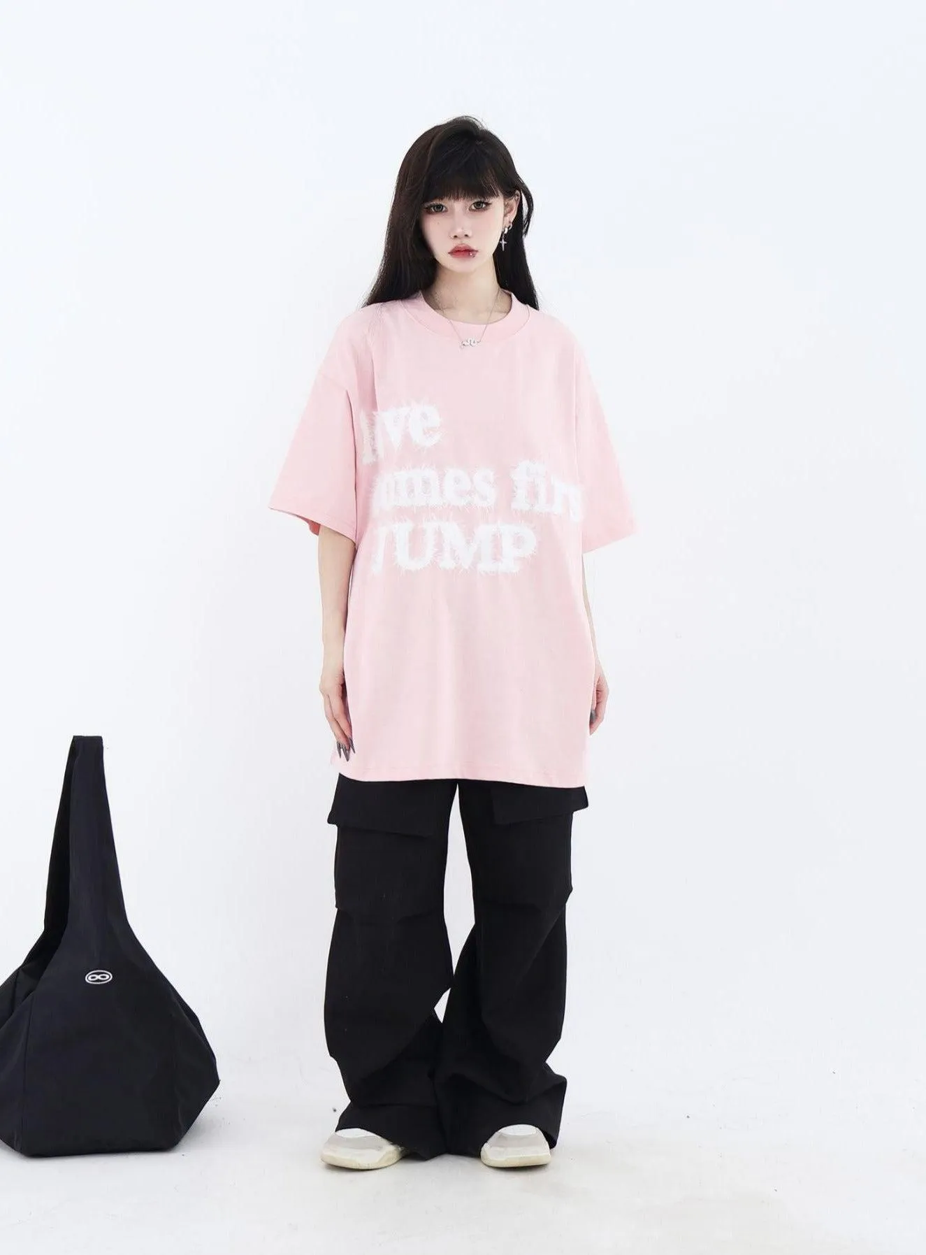 Fluffy Logo Embroidered T-Shirt