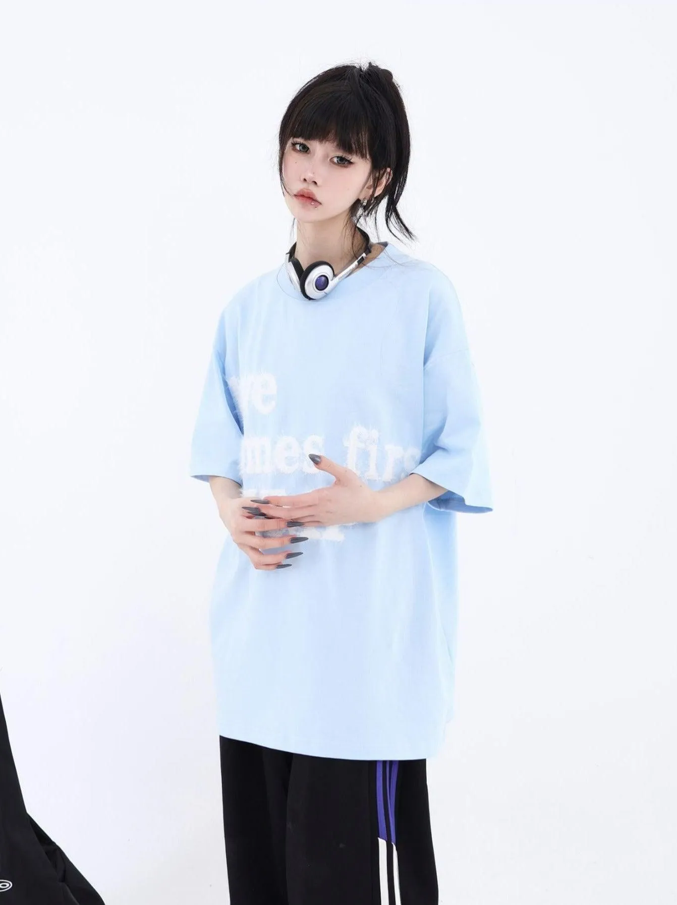 Fluffy Logo Embroidered T-Shirt