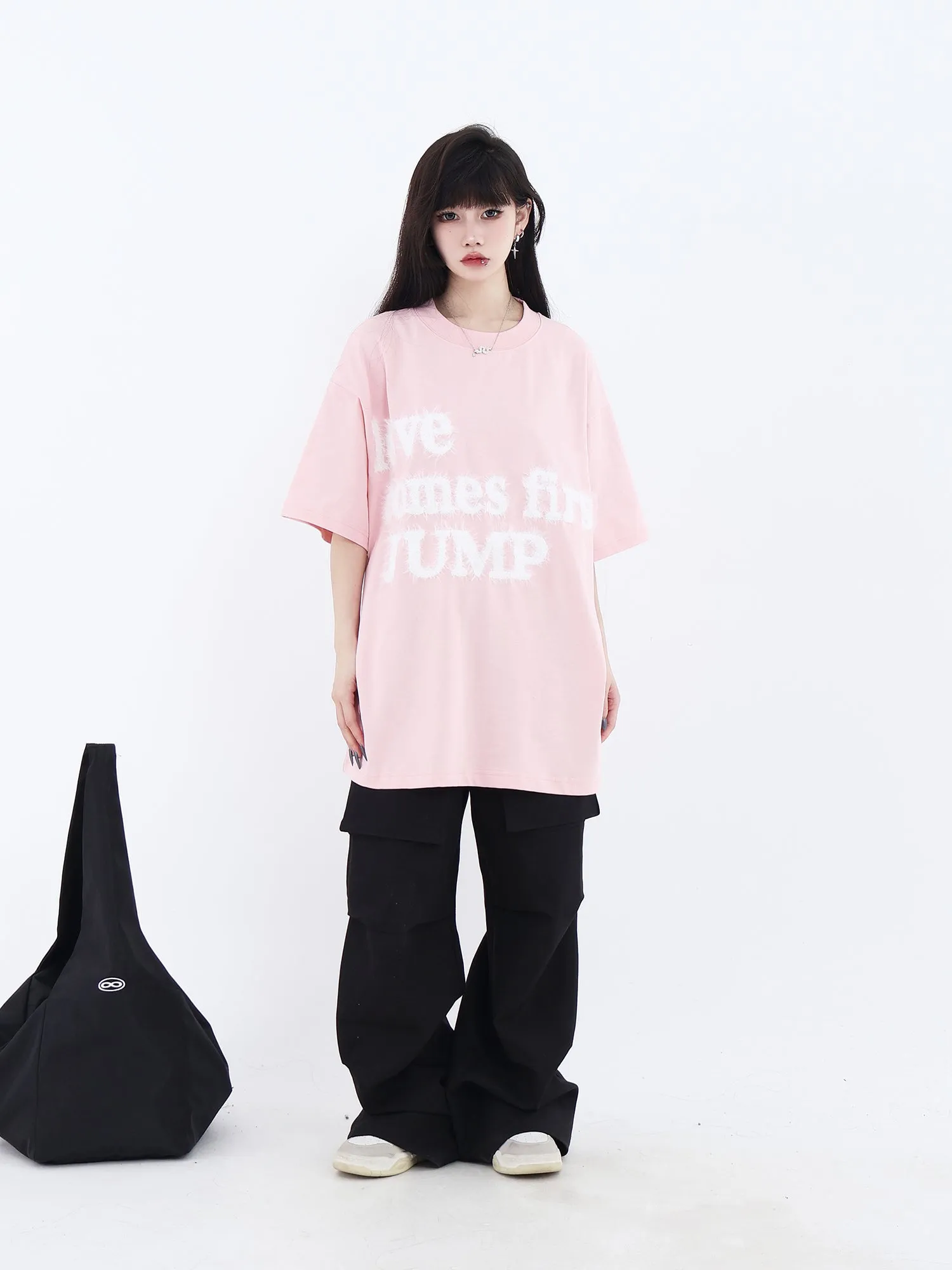 Fluffy Logo Embroidered T-Shirt