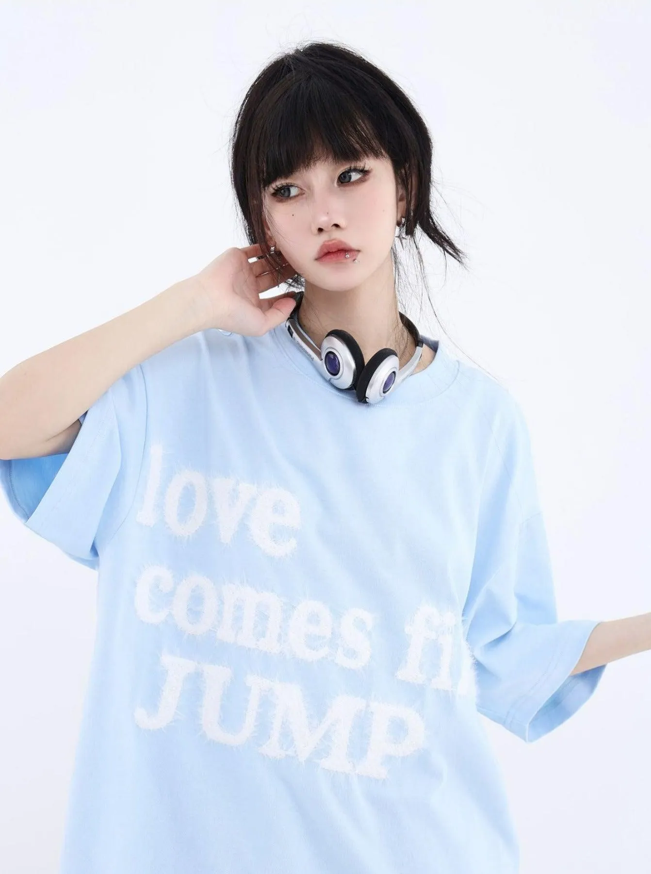 Fluffy Logo Embroidered T-Shirt