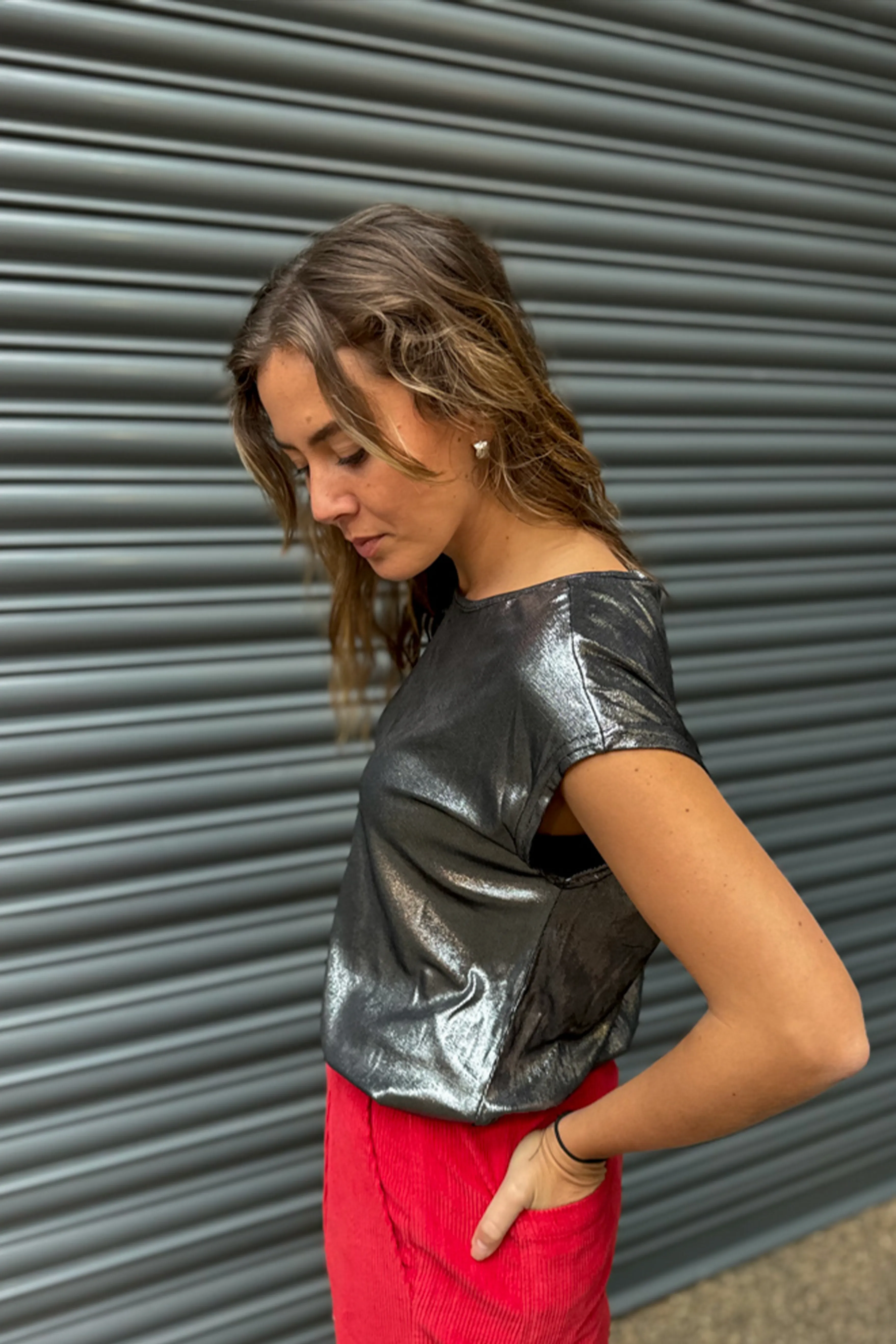 Fransa Franny Gun Metal Tee