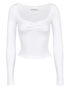 Gather Long Sleeve Tee - White