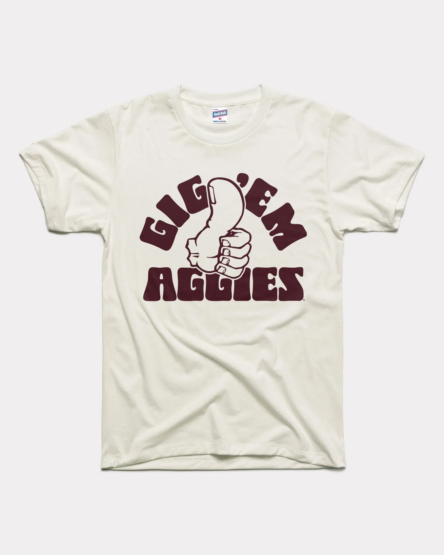 Gig 'Em Aggies Hand Sign Vintage White T-Shirt