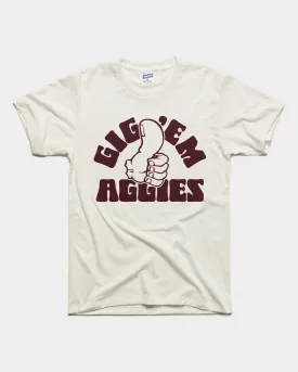 Gig 'Em Aggies Hand Sign Vintage White T-Shirt