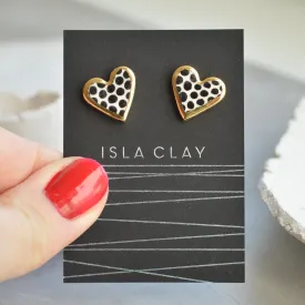 Gold rimmed heart studs