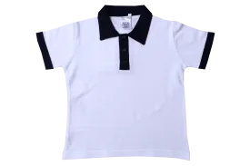 Golf Shirt Plain - White/Navy