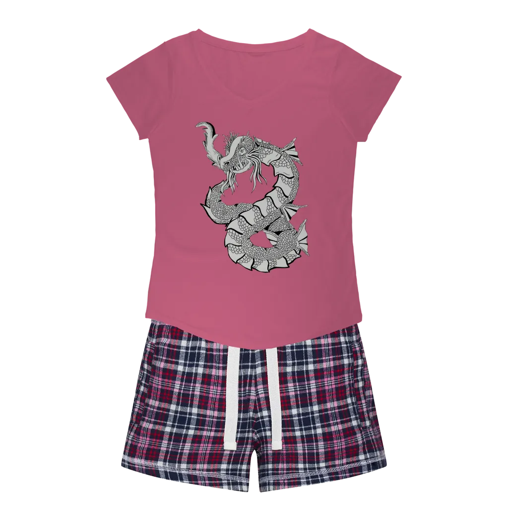 Gydraxis Women's Sleepy Tee and Flannel Short