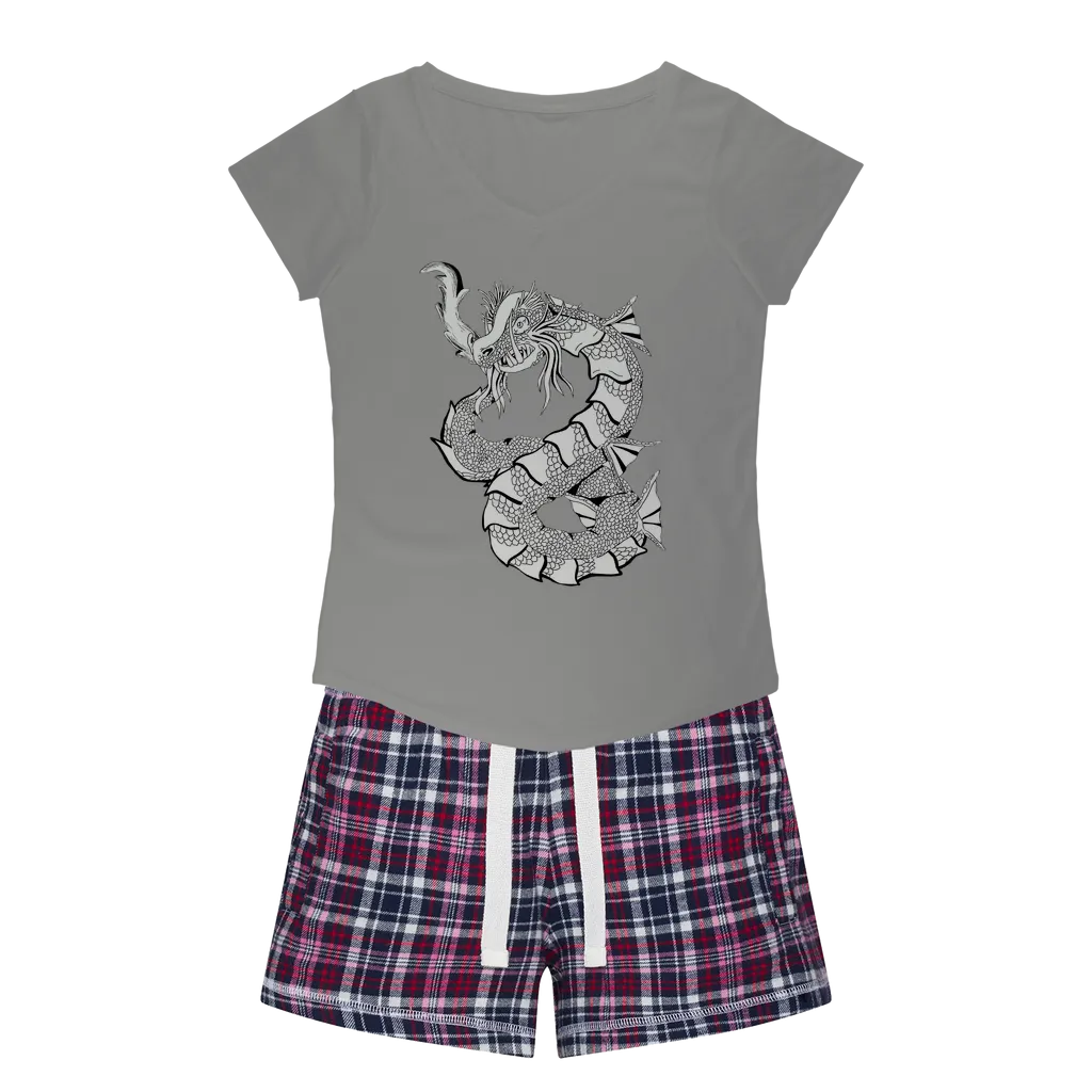 Gydraxis Women's Sleepy Tee and Flannel Short