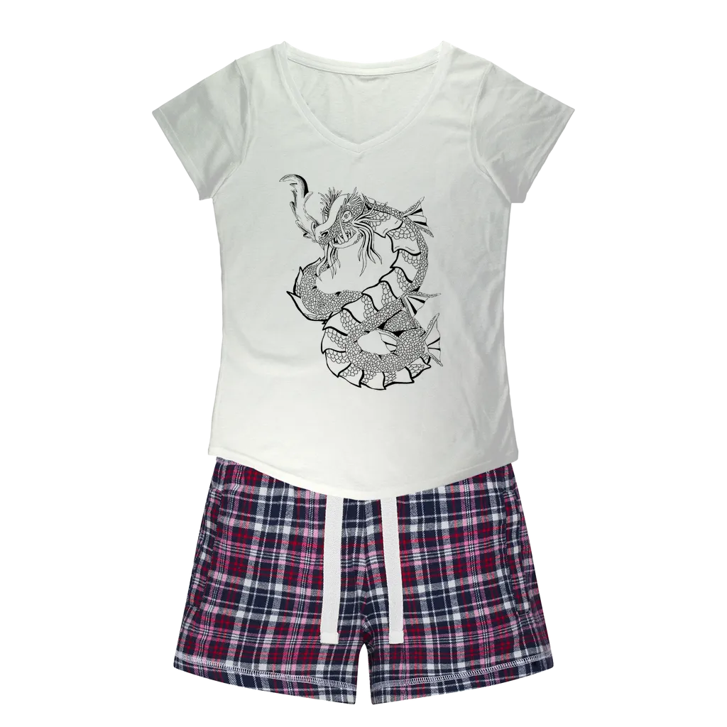 Gydraxis Women's Sleepy Tee and Flannel Short