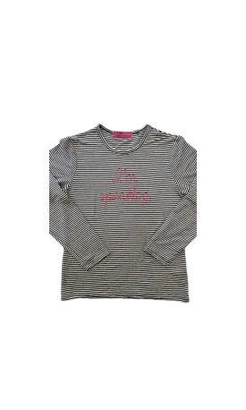 I’m speaking embroidery on long sleeve striped t-shirt