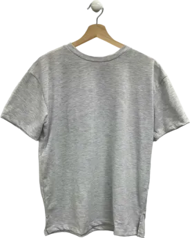 In The Style Grey Marl Oversized Boyfriend Embroidered Sleeve T-Shirt UK 8