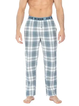 Joe Boxer Mens White/Blue Flannel Logo Elastic Pant