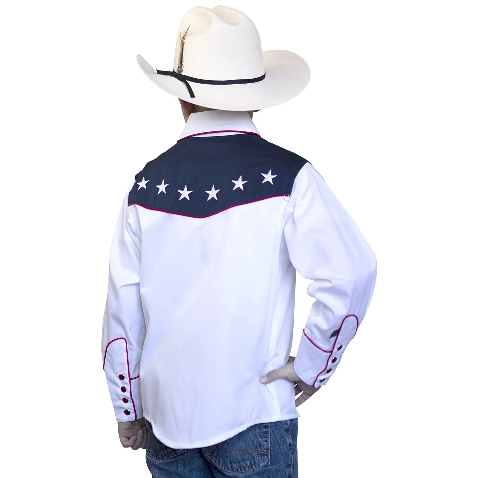 Kid's Embroidered Vintage American Flag Western Shirt