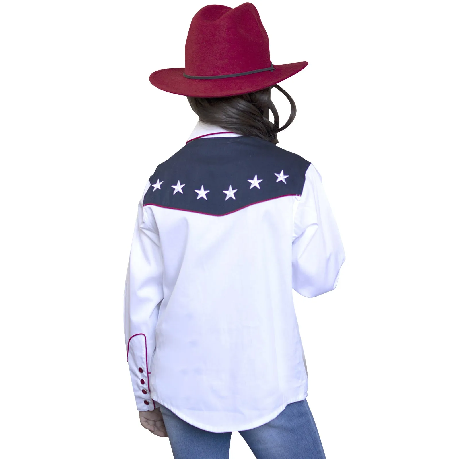 Kid's Embroidered Vintage American Flag Western Shirt