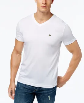 Lacoste Pima Cotton V-Neck Tee - WHITE