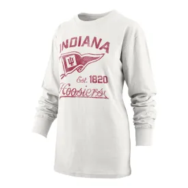 Ladies Indiana Hoosiers Pine Top Old Standard White Long Sleeve T-Shirt
