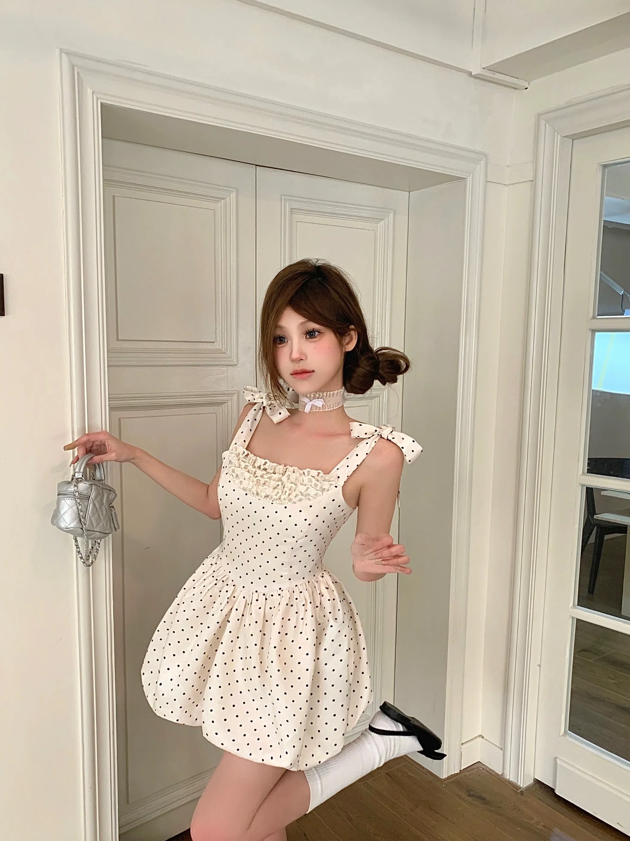 [Leonie] Polka Dot Doll Mini Dress