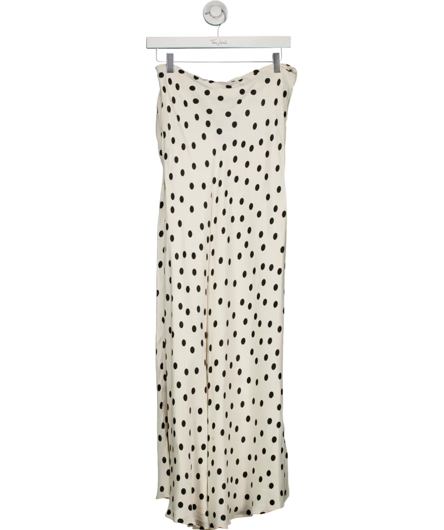 MANGO White Satin Polka Dot Skirt UK M