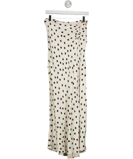MANGO White Satin Polka Dot Skirt UK M
