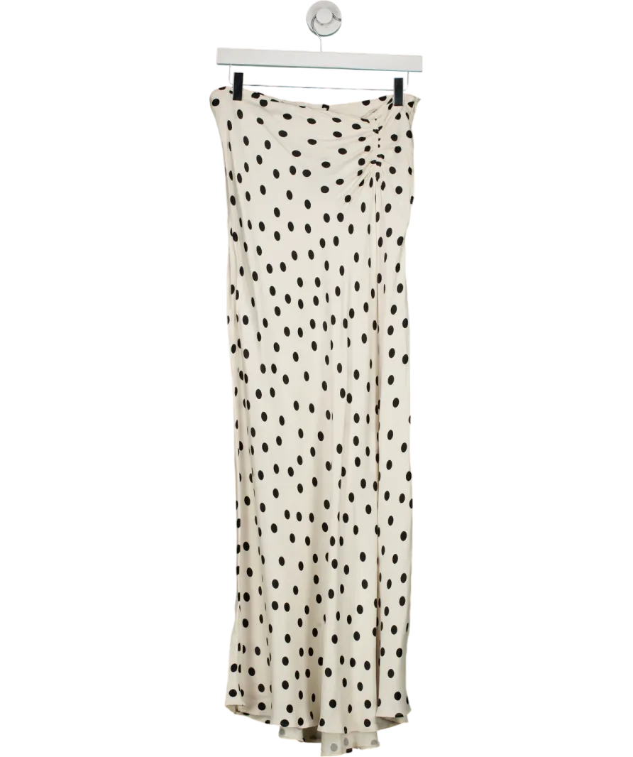MANGO White Satin Polka Dot Skirt UK M