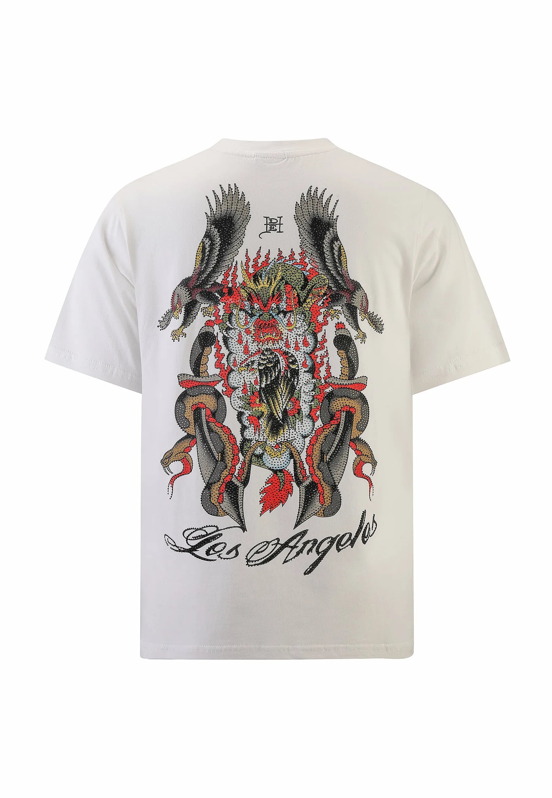 Mens Battle Of The Eagles Diamante Tshirt - White