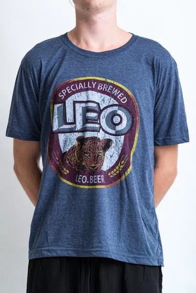 Men's Leo Beer T-Shirt Denim Blue