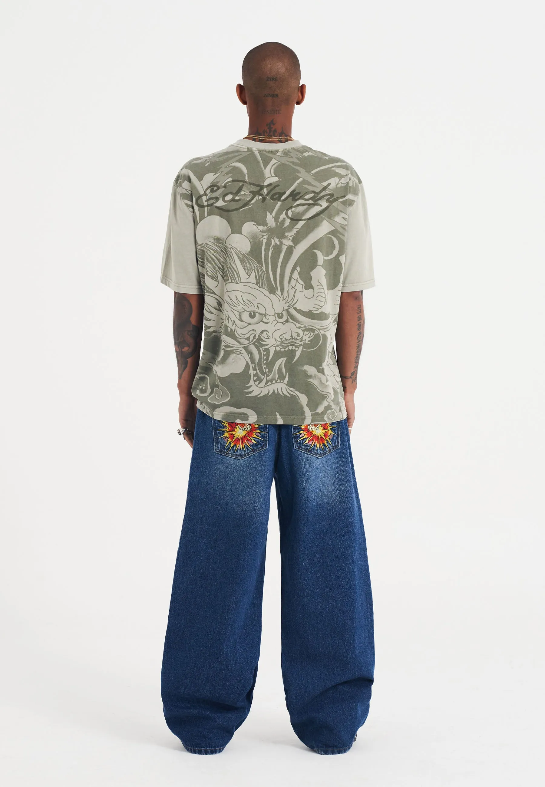 Mens Photo Drag Relaxed Tshirt - Green